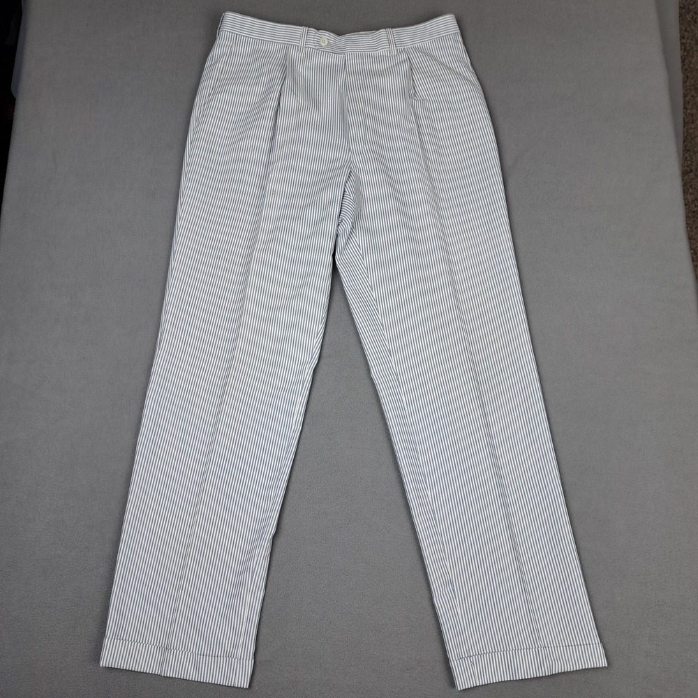 Saks Fifth Avenue‎ Pants Mens 36R Seersucker Silk Blend Striped Casual Dressy